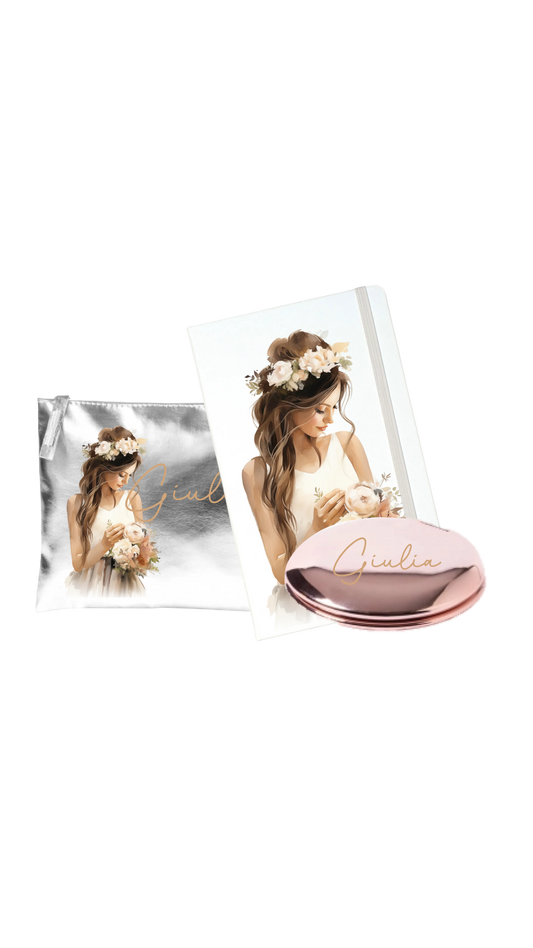 POCHETTE e SPECCHIETTO + TACCUINO DA BORSA